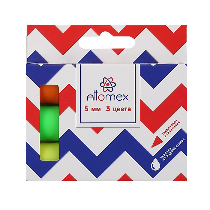 Фото к товару Набор маркеров-выделителей "Attomex" (3 цв - желт, зел, оранж) плоский корпус, скошенный наконечник Набор маркеров-выделителей "Attomex" (3 цв - желт, зел, оранж) плоский корпус, скошенный наконечник