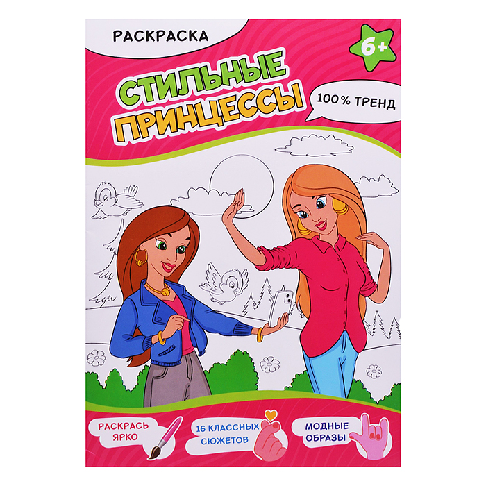 Раскраска. Стильные принцессы. А4, 16 стр. 