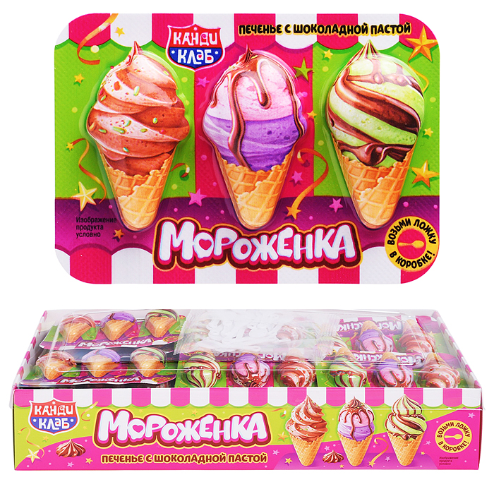 Печенье с шоколадной пастой "Мороженка" 9г 30шт Печенье с шоколадной пастой "Мороженка" 9г 30шт