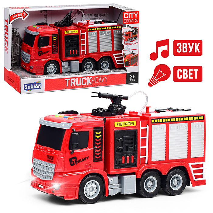 Машина S977-6 "Пожарная с краном" (свет, звук) в коробке Машина S977-6 "Пожарная с краном" (свет, звук) в коробке