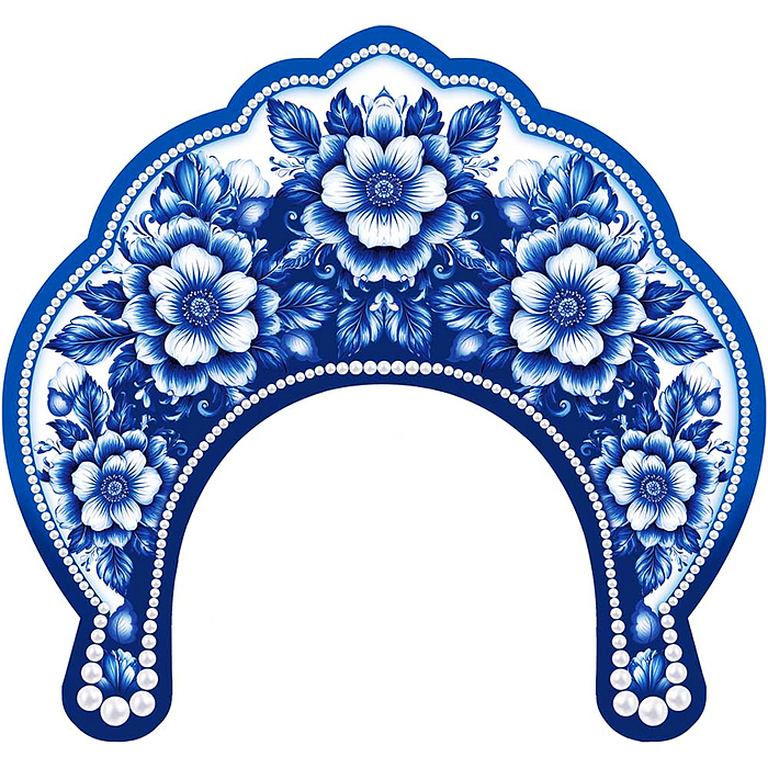 Кокошник "Синий орнамент"