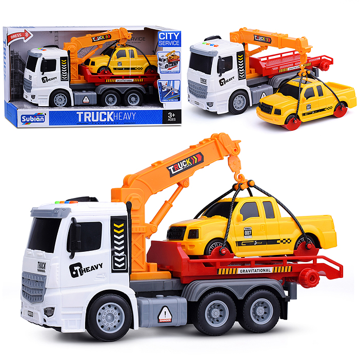 Машина S977-8B "Эвакуатор" на батарейках, 1:14 (свет, звук) в коробке