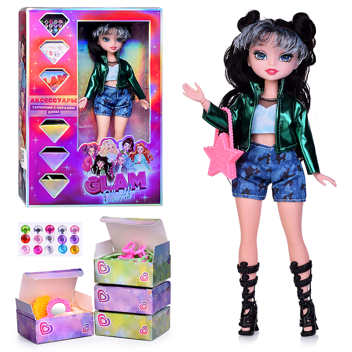 Модная кукла Glam Divas, Green Diva Хлоя с аксессуарами, 25 см Модная кукла Glam Divas, Green Diva Хлоя с аксессуарами, 25 см