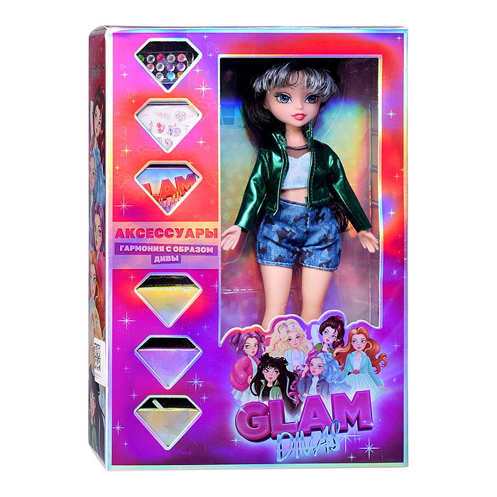 Фото к товару Модная кукла Glam Divas, Green Diva Хлоя с аксессуарами, 25 см Модная кукла Glam Divas, Green Diva Хлоя с аксессуарами, 25 см
