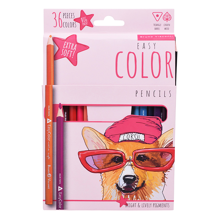 Карандаши цветные "Easycolor. Корги" 36 цв.