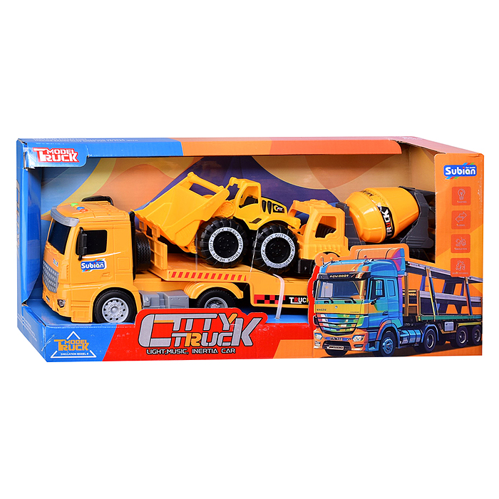 Машина S977-56A "Бульдозер- смеситель" 1:14 (свет, звук) в коробке