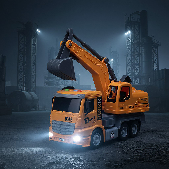 Машина S977-3A "Камаз - копатель" (свет, звук) в коробке
