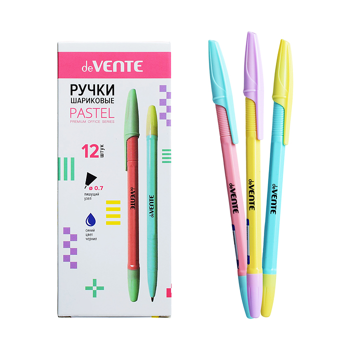 Ручка шариковая "Pastel" d=0,7 мм, шестигранный корпус с рифлёной грип-зоной, синяя