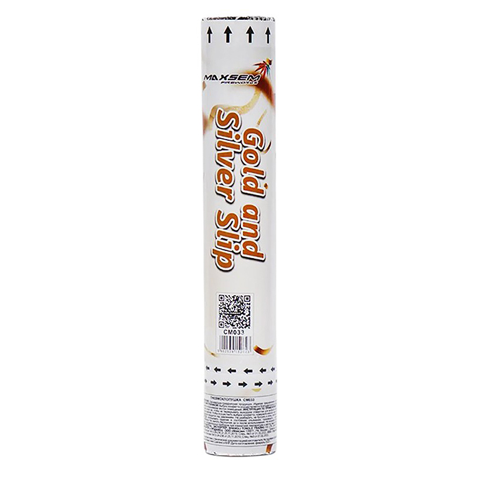 Пневмохлопушка "Gold and Silver Slip" конфетти из золотисто-серебрянной фольги, 30 см