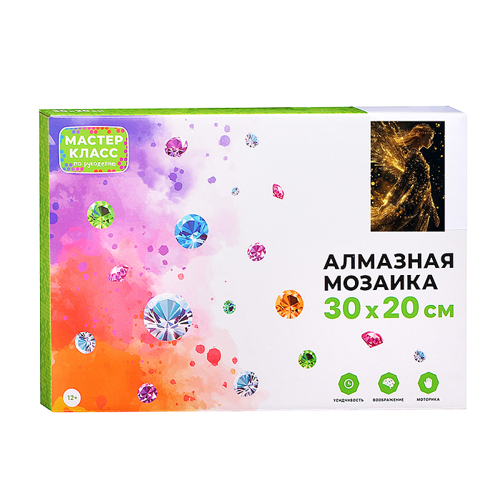 Мозаика алмазная MKA3020-223 "Золотой ангел" (светится в темноте) 30*20 см.
