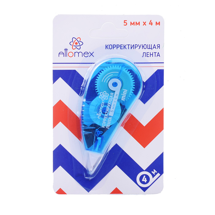 Корректирующая лента 5 ммx04 м, синий прозрачный корпус, фронтальный аппликатор, в картонн