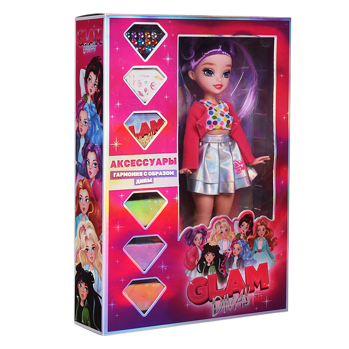 Модная кукла Glam Divas, Diamond Diva Эмили с аксессуарами, 25 см