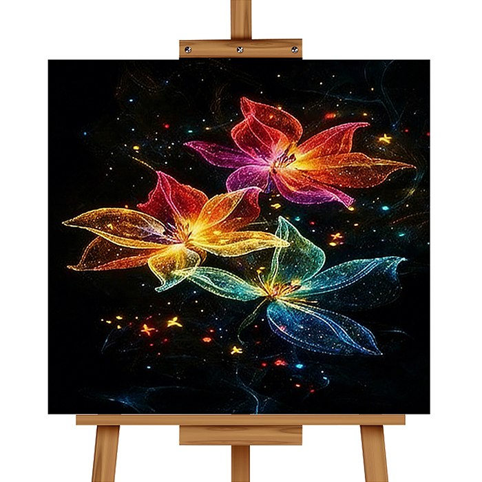 Мозаика алмазная MKA2020-102 "Яркие цветы" (светится в темноте) 20*20 см.