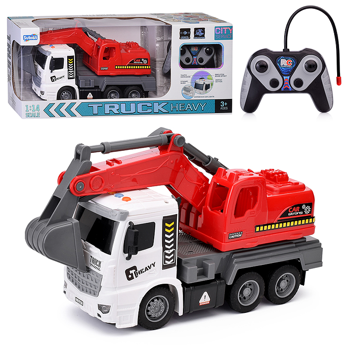 Машина S977-113B "Экскаватор с ковшом" р/у, 1:14 (свет, звук), 27 MHz в коробке