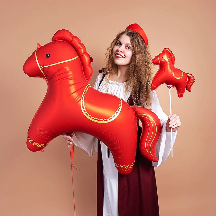 Шар (42''/107 см) Фигура, Красная лошадка, сатин, 1 шт. в уп.