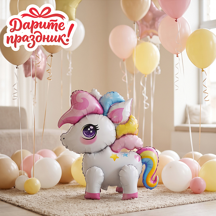 Интерьерное украшение DP-0120  Фигура-шар "Единорожки" 56см