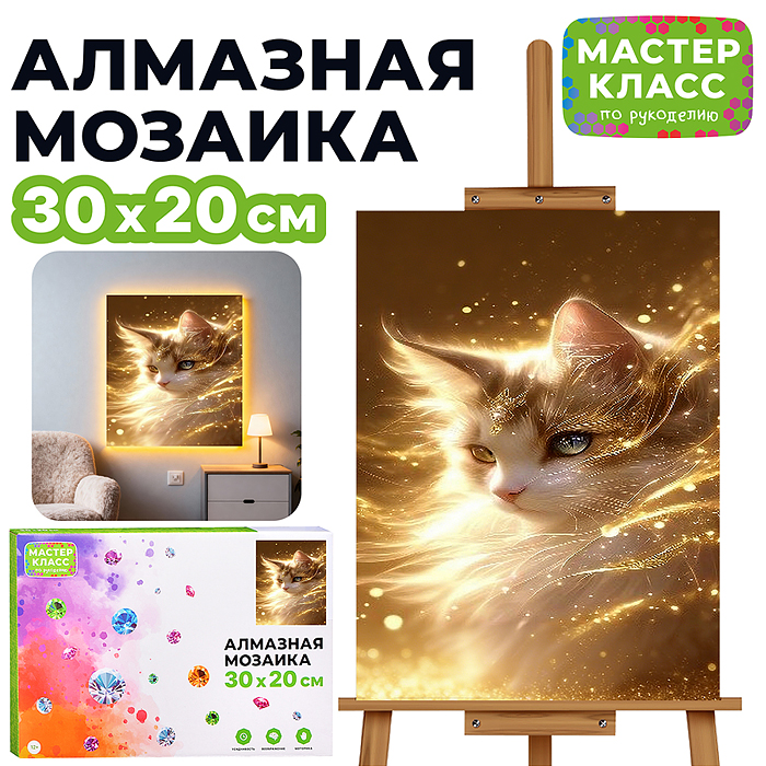 Мозаика алмазная MKA3020-220 "Красивая кошечка" (светится в темноте) 30*20 см. Мозаика алмазная MKA3020-220 "Красивая кошечка" (светится в темноте) 30*20 см.