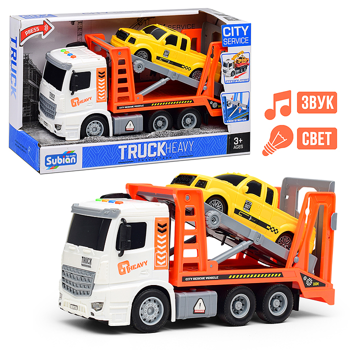 Машина S977-7A "Car carrier" на батарейках, 1:14 (свет, звук) в коробке
