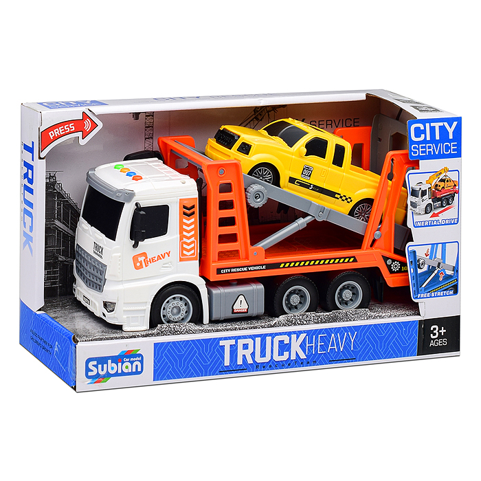 Фото к товару Машина S977-7A "Car carrier" на батарейках, 1:14 (свет, звук) в коробке Машина S977-7A "Car carrier" на батарейках, 1:14 (свет, звук) в коробке