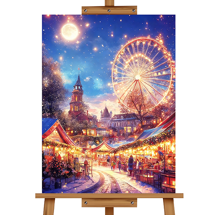 Мозаика алмазная MKA3020-187 "Атмосфера праздника" (светится в темноте) 30*20 см.