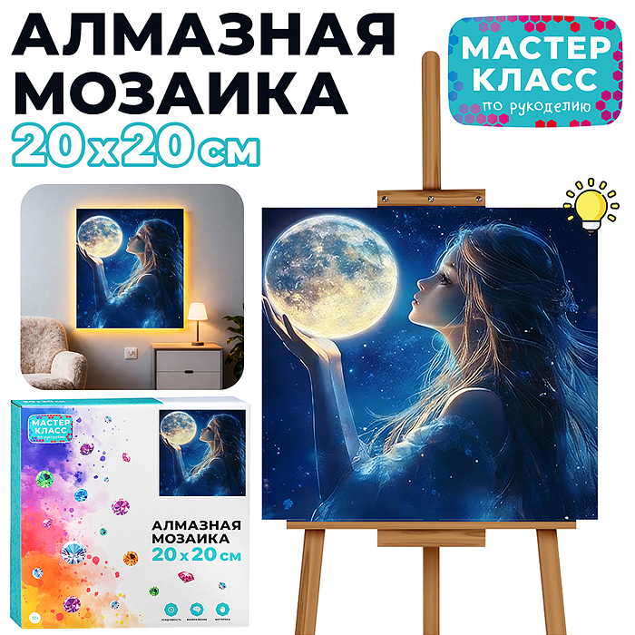 Мозаика алмазная MKA2020-104 "Девушка в мечтах" (светится в темноте) 20*20 см.