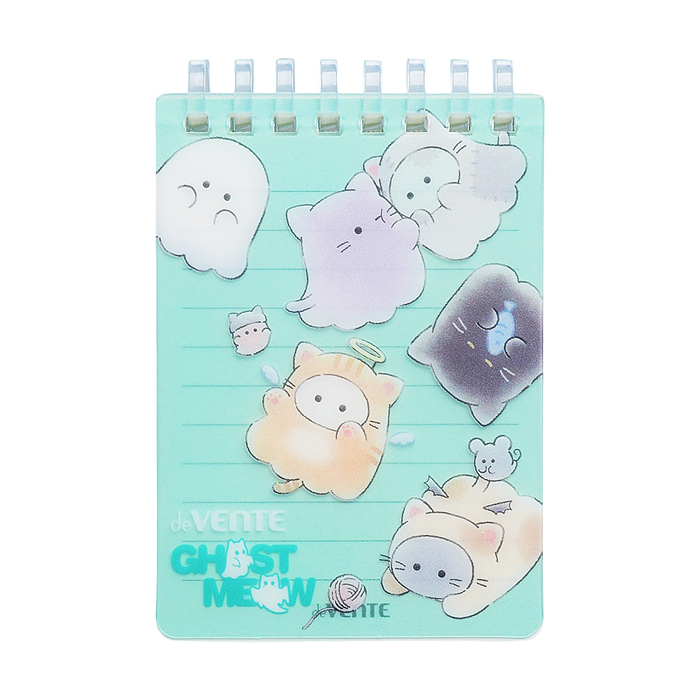 Блокнот A7 160л линейка "Ghost Meow" 75 x105 белая бумага 80 г/м² в пластиковая обложка на спирали