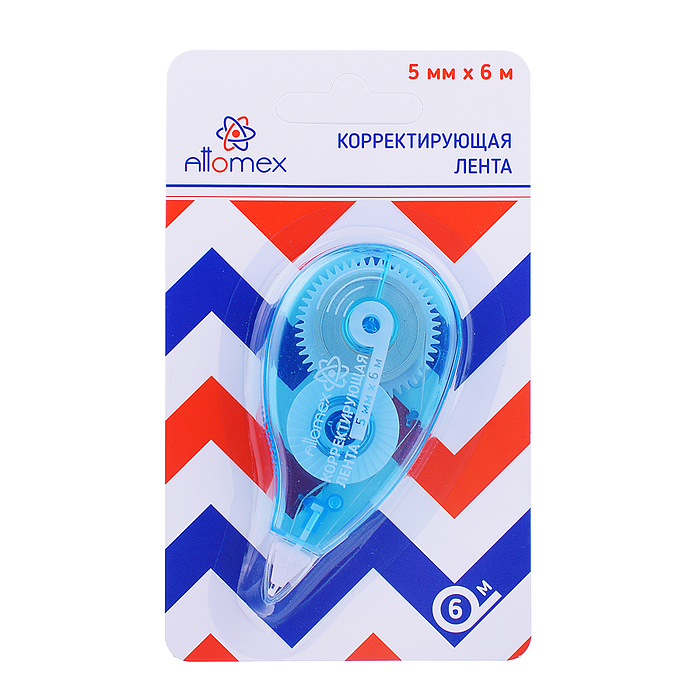 Корректирующая лента 5 ммx06 м, регулировка натяжения ленты, синий прозрачный корпус