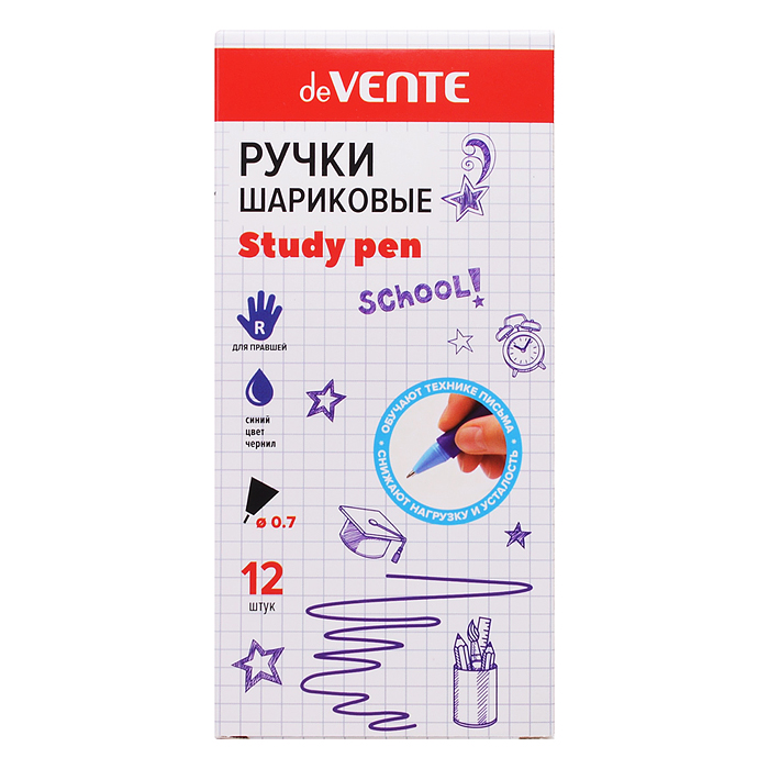Фото к товару Ручка шариковая "Study Pen. School" обучающая письму, для правшей, d=0,7 мм Ручка шариковая "Study Pen. School" обучающая письму, для правшей, d=0,7 мм