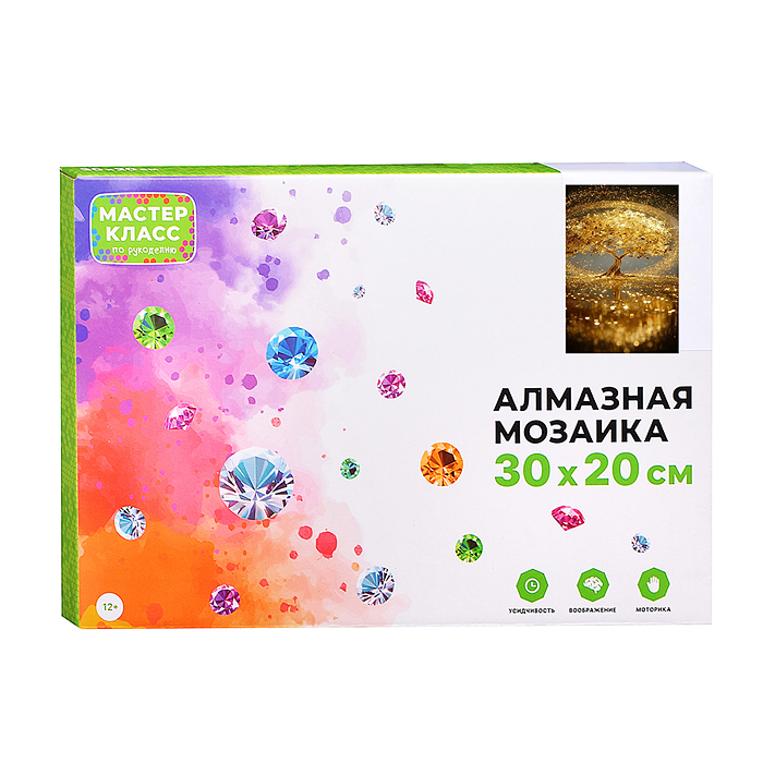 Фото к товару Мозаика алмазная MKA3020-214 "Золотое дерево" (светится в темноте) 30*20 см. Мозаика алмазная MKA3020-214 "Золотое дерево" (светится в темноте) 30*20 см.