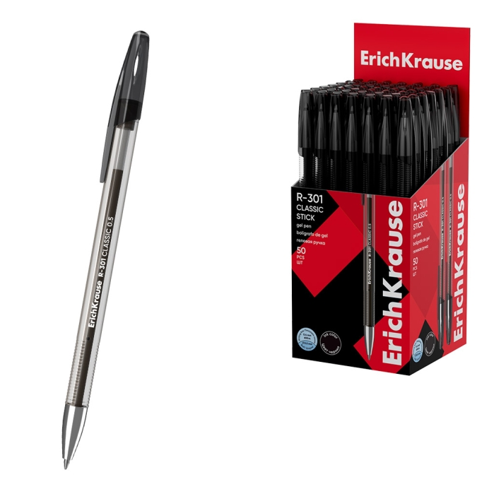 Ручка гелевая R-301 Gel Stick Classic 0.5, цвет чернил черный (в коробке по 50 шт.)