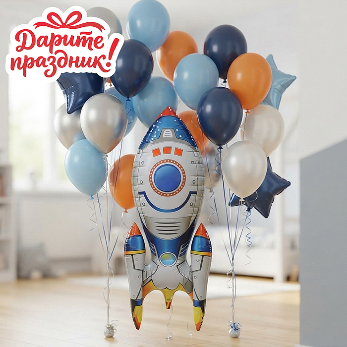 Интерьерное украшение DP-0115 Фигура-шар "Ракета" цвет белый