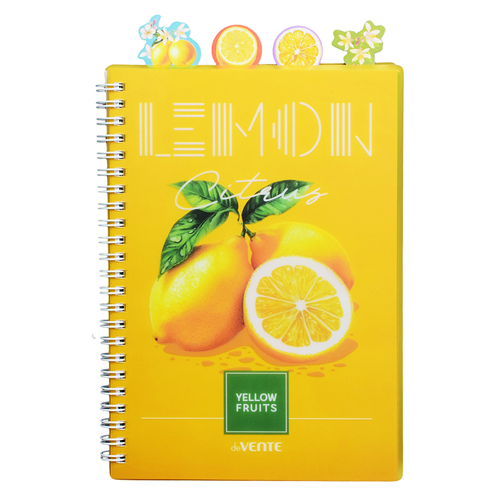 Тетрадь 80л. клетка "Fruits. Lemon" с разделителями А5 (145x208 мм) белая бумага 70 г/м² пластик