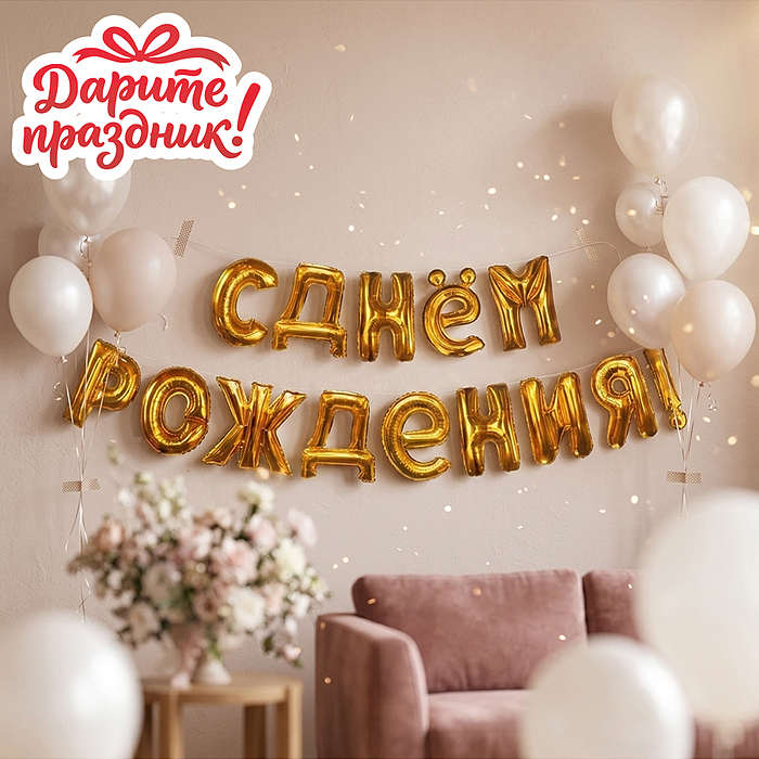 Интерьерное украшение DP-0047 Гирлянда из шаров "С Днем Рождения!"
