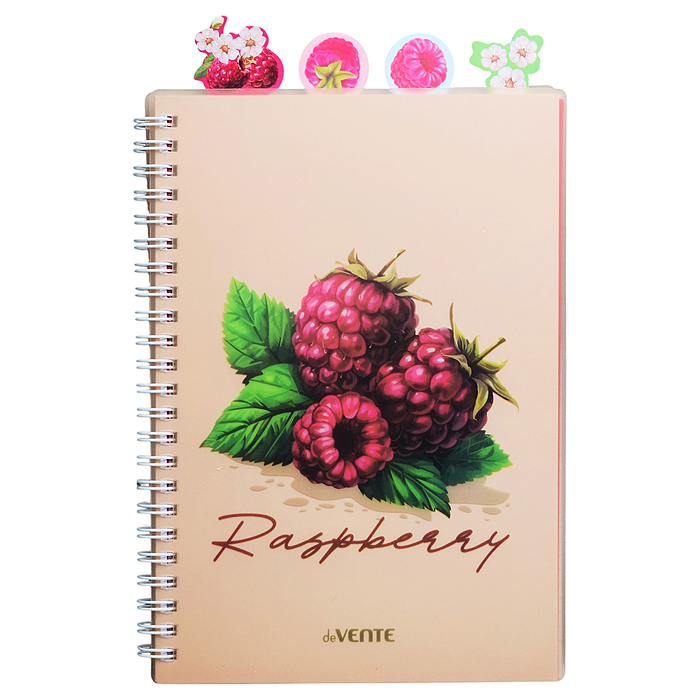 Тетрадь 80л. клетка "Fruits. Raspberry" с разделителями А5 (145x208 мм) белая бумага 70 г/м² 