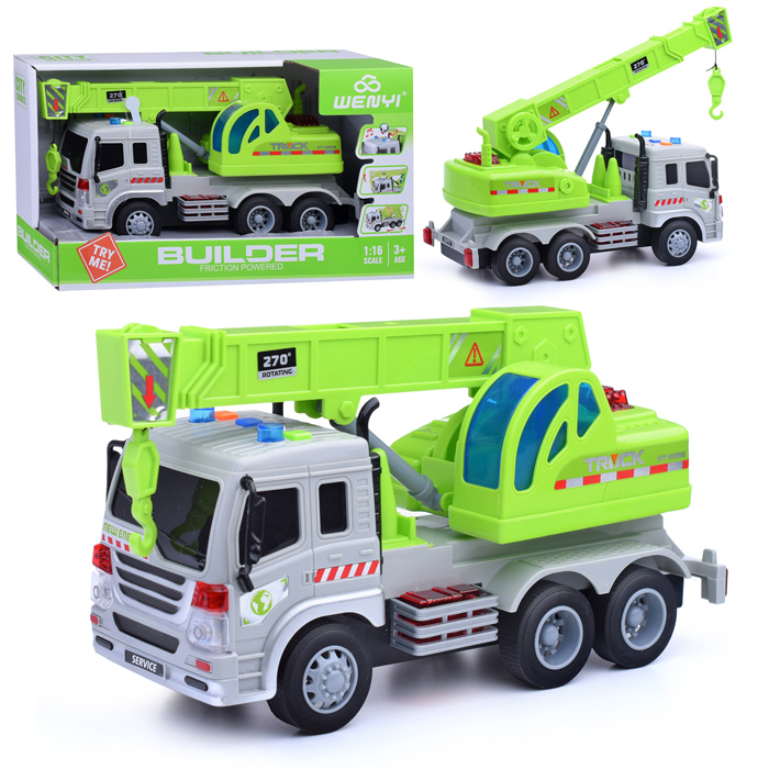 Машина WY311E "Строительная техника" с краном, 1:16 (свет, звук) в коробке