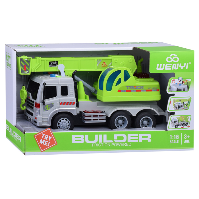 Фото к товару Машина WY311E "Строительная техника" с краном, 1:16 (свет, звук) в коробке Машина WY311E "Строительная техника" с краном, 1:16 (свет, звук) в коробке