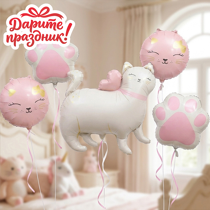 Интерьерное украшение DP-0008 "Фонтан из шаров. Котик"