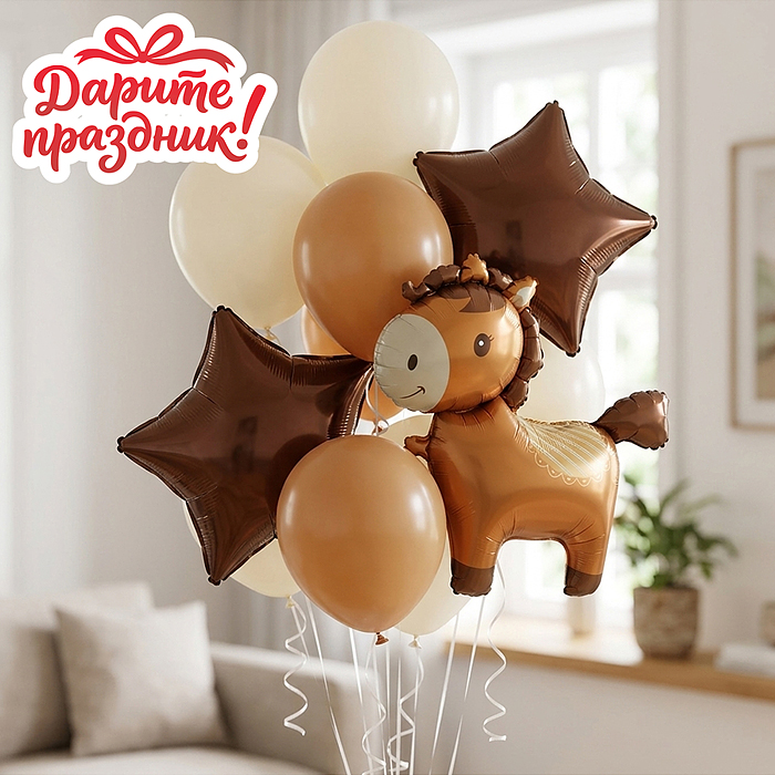 Интерьерное украшение DP-0007 "Фонтан из шаров. Пони" цвет шоколадный