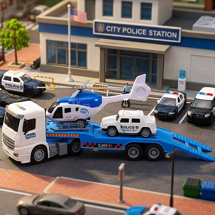 Машина S977-52A "Вертолетовоз" на батарейках, 1:14 (свет, звук) в коробке
