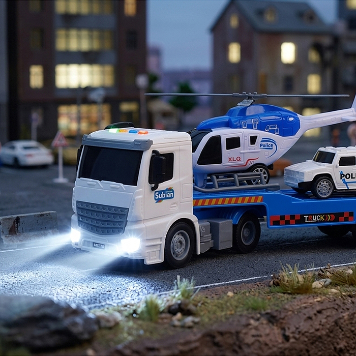 Машина S977-52A "Вертолетовоз" на батарейках, 1:14 (свет, звук) в коробке
