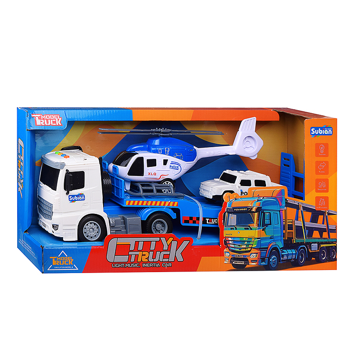 Машина S977-52A "Вертолетовоз" на батарейках, 1:14 (свет, звук) в коробке