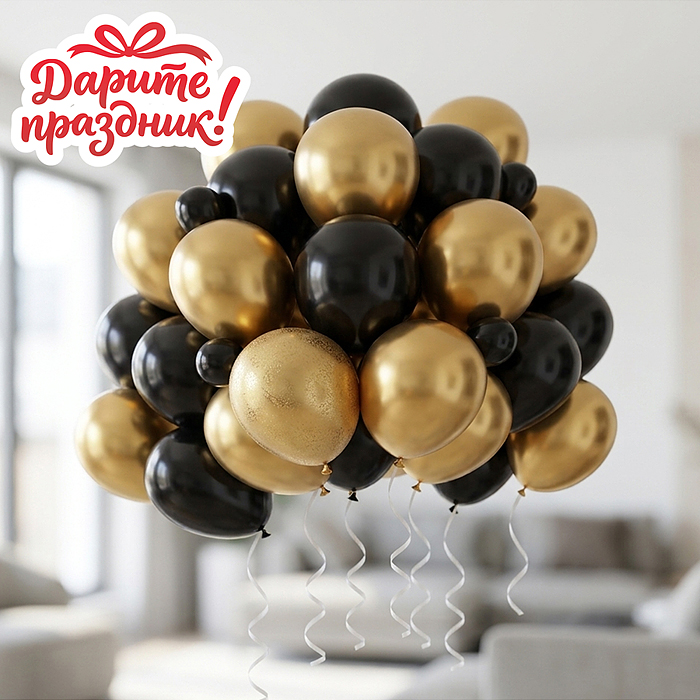 Украшение интерьерное DP-0031 Фонтан из шаров "Чёрное золото" 50 шт.