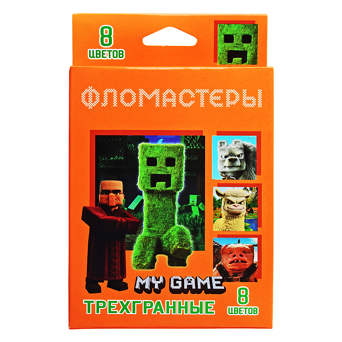 Фломастеры трехгранные"My game" 8 цв., в картонной упаковке с европодвесом