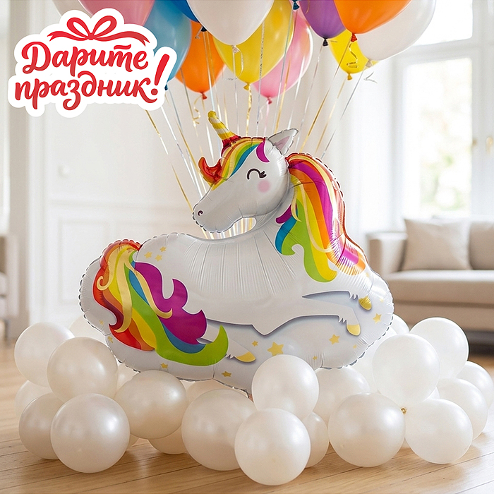 Интерьерное украшение DP-0010 "Фонтан из шаров. Единорог на облаке" 