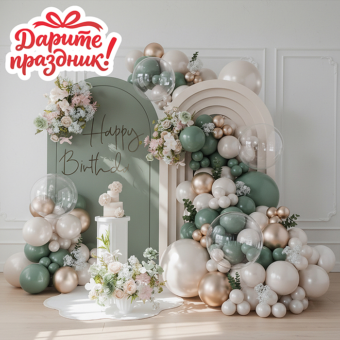 Украшение интерьерное DP-0036 Арка из шаров "С Днём рождения" 80 шт.