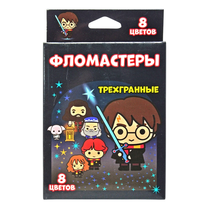 Фломастеры "Школа Магии" 8 цв., треугольные, в картонной упаковке с европодвесом