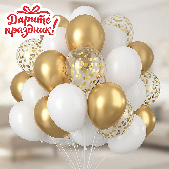 Украшение интерьерное DP-0029 Фонтан из шаров "Золотой водопад" 30 шт.