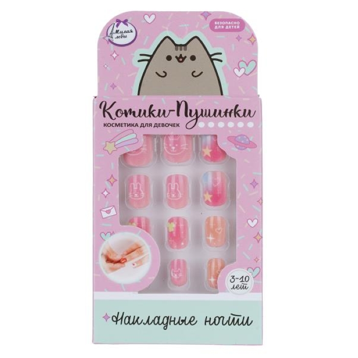 Накладные ногти "Котики-пушинки" в коробке 