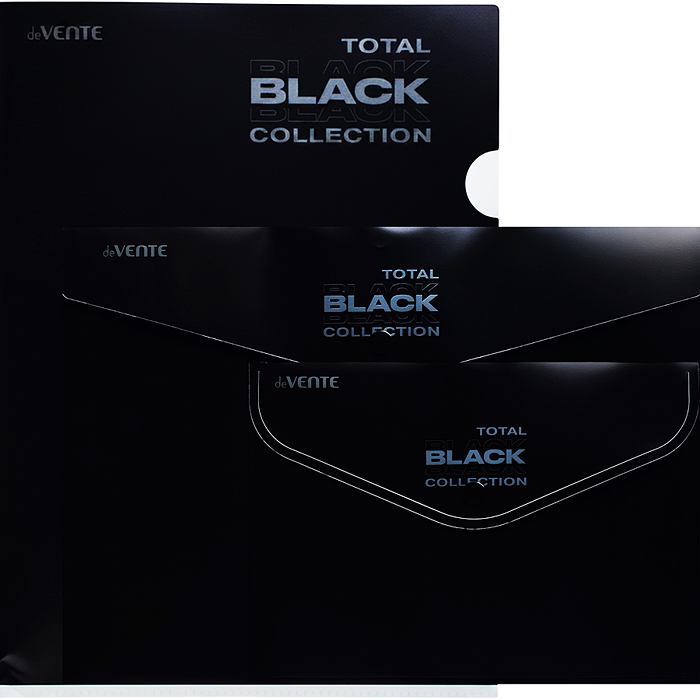 Набор папок "TOTAL BLACK" A4 (330x235 мм) 180 мкм, 3 папки, состав набора: папка-конверт на Набор папок "TOTAL BLACK" A4 (330x235 мм) 180 мкм, 3 папки, состав набора: папка-конверт на