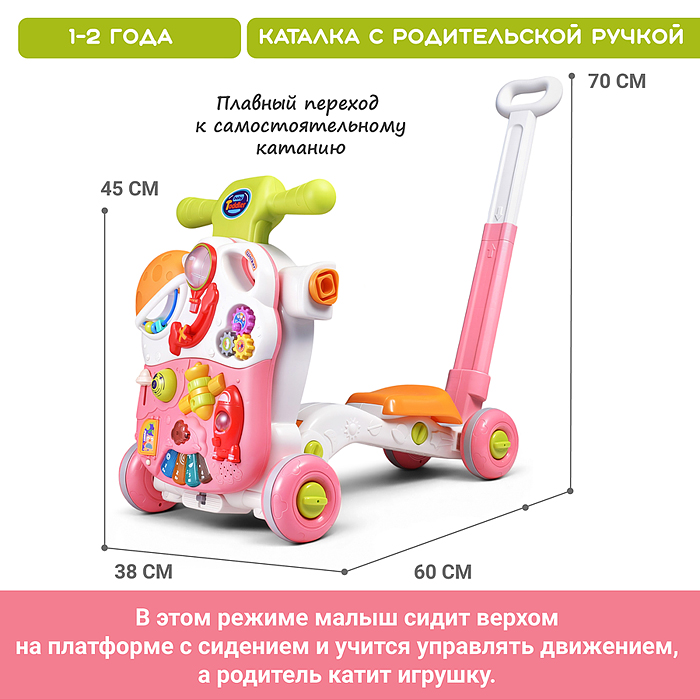 Фото к товару Каталка 886-24 " Шаги" (свет, звук) в коробке Каталка 886-24 " Шаги" (свет, звук) в коробке